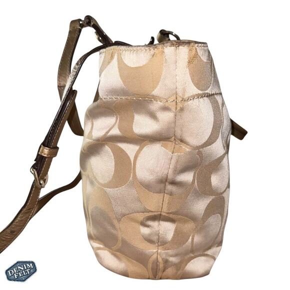 Coach Champagne/Tan Monogram Canvas Shoulder Bag/Purse - Picture 3 of 12